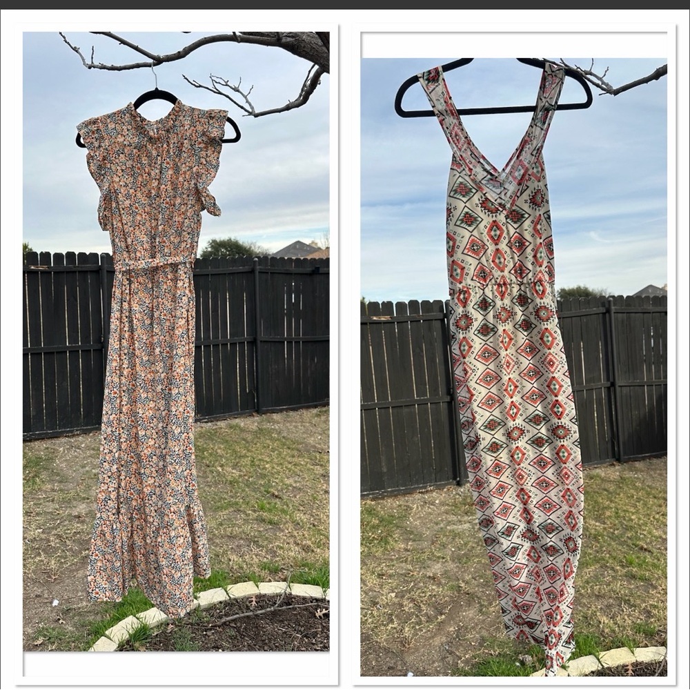 Bundle Sale: 2 print dresses Floral and Geometric Print Maxi Dresses